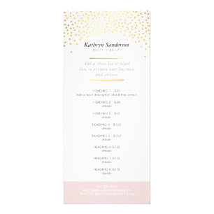 PROMO PRICE SERVICE LIST chic rustic gold confetti Rack Card