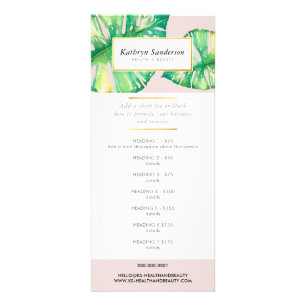 PROMO PRICE SERVICES LIST eco monstera leaf Rack Card