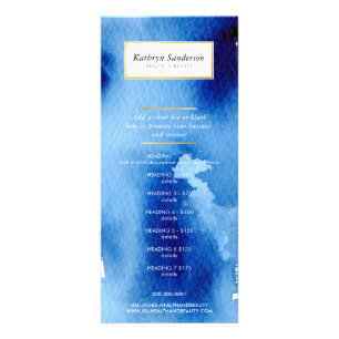 PROMO PRICE SERVICES LIST modern blue watercolor Rack Card