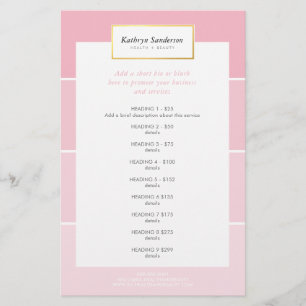 PROMO PRICE SERVICES LIST modern pink paint chip Flyer