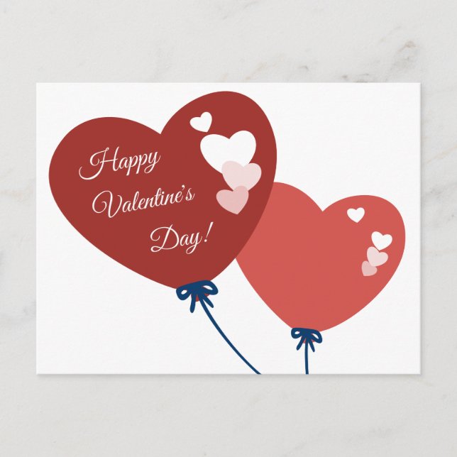 Promo Red Balloon Heart Happy Valentine's Day Card (Front)
