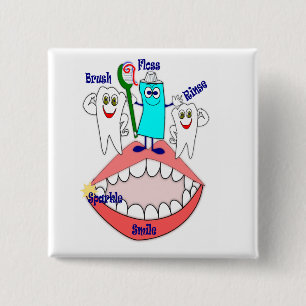 Promote Dental Hygiene 2 Inch Square Button