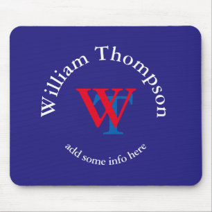 promote yourself logo monogram red/blue mouse pad