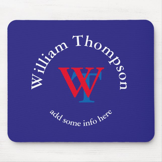 promote yourself | logo | monogram red/blue mouse pad (Front)