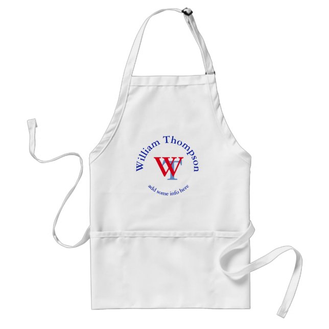 promote yourself | logo | monogram red/blue standard apron (Front)