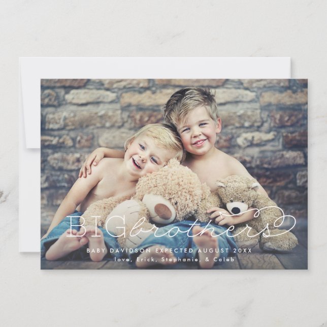 Promoted Big Brothers Photo Pregnancy Announcement (Front)
