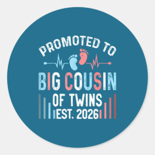 Promoted Big Cousin Twins Est Classic Round Sticker