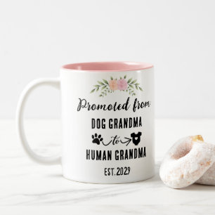 Promoted From Dog Grandma To Human Grandma Two-Tone Coffee Mug
