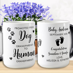 Promoted Grandparents Custom Dog Baby Announcement Magic Mug