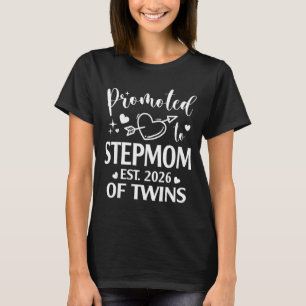 Promoted Stepmom Twins Est 2026 Graphic Art T-Shirt
