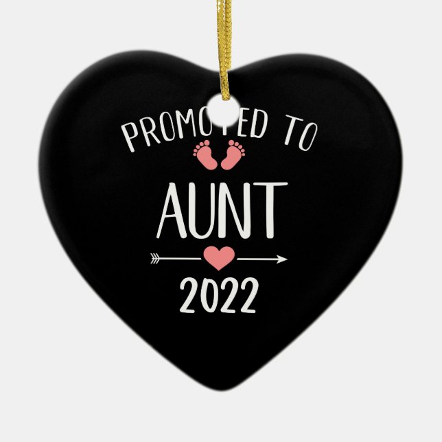 Promoted to aunt 2022 ceramic ornament (Front)