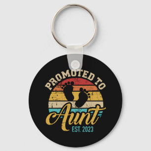 Promoted to aunt 2023 vintage retro keychain