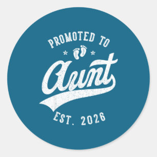 Promoted To Aunt 2026 Baby Announcement Family Mat Classic Round Sticker