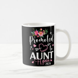 Promoted to aunt again est 2026 flower heart coffee mug