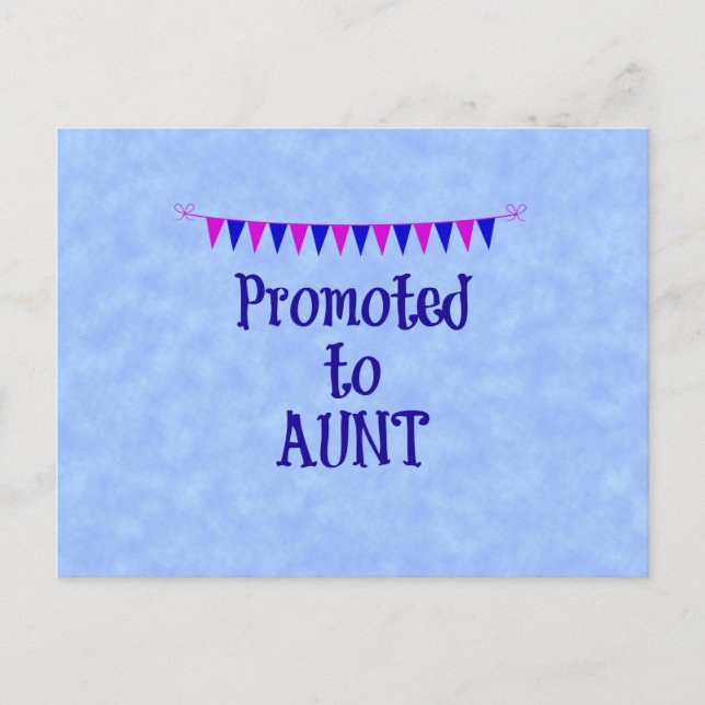 Promoted to Aunt, banner on blue bokeh background Postcard (Front)