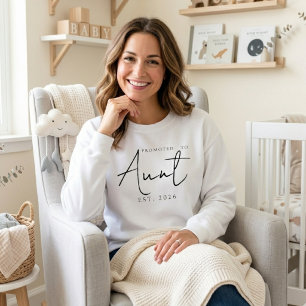 Promoted To Aunt Cozy EST Year Script Sweatshirt