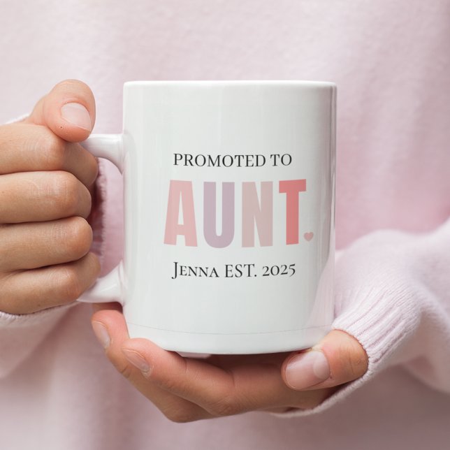 Promoted to Aunt EST 2025 | Personalized New Aunt Two-Tone Coffee Mug (Creator Uploaded)