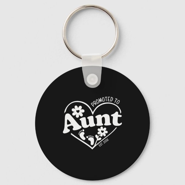 Promoted To Aunt Est. 2026 New Aunti Pregnancy Ann Keychain (Front)