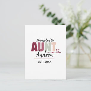 Promoted to Aunt EST 2026 Personalized Cute gift Postcard