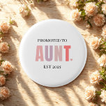 Promoted to Aunt EST Year Gift 1 Inch Round Button<br><div class="desc">Celebrate a sweet new role with this adorable “Promoted to Aunt EST 2025” pin-back button. Designed in soft blush pink gradient tones, it’s the perfect keepsake for baby announcements, gender reveals, or family parties. Whether it’s worn at a celebration or added to a gift, this button is a fun and...</div>