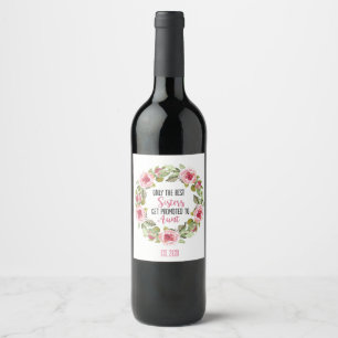 "Promoted to Aunt" Floral Wine Lable Wine Label