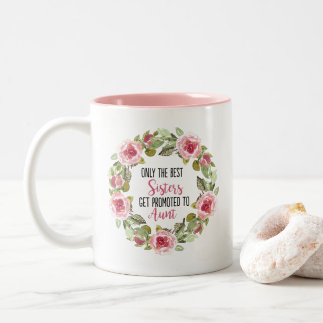Promoted to Aunt Two-Tone Coffee Mug (With Donut)