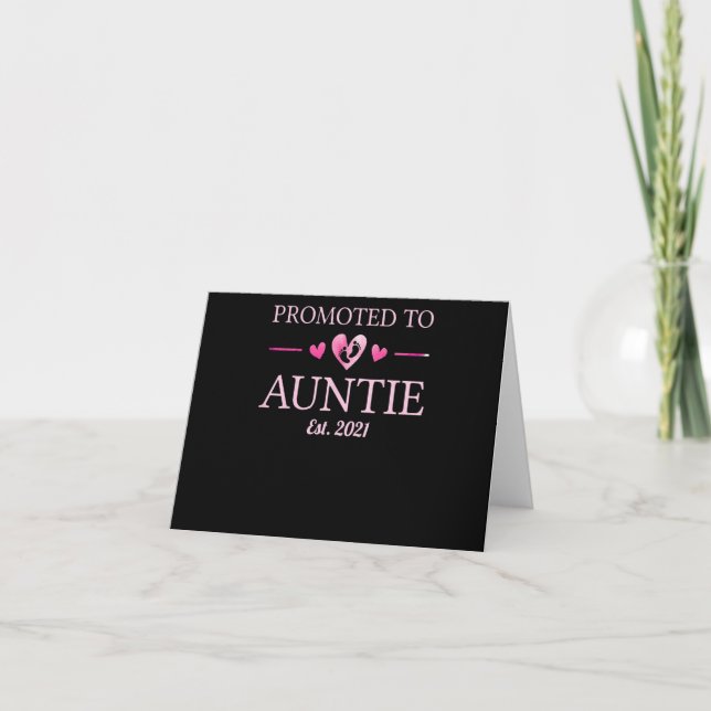 Promoted To Auntie 2021 New Aunt T-Shirt Card (Front)