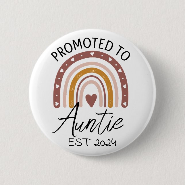Promoted to Auntie 2024, Pregnancy Announcement 2 Inch Round Button (Front)