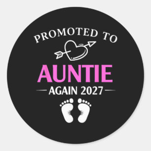 Promoted To Auntie Again 2027 Heart Classic Round Sticker