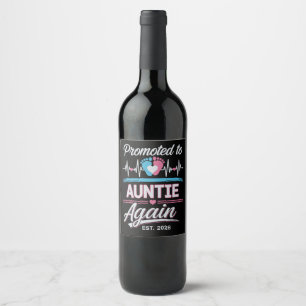 Promoted To Auntie Again Est 2026 Pregnancy Reveal Wine Label