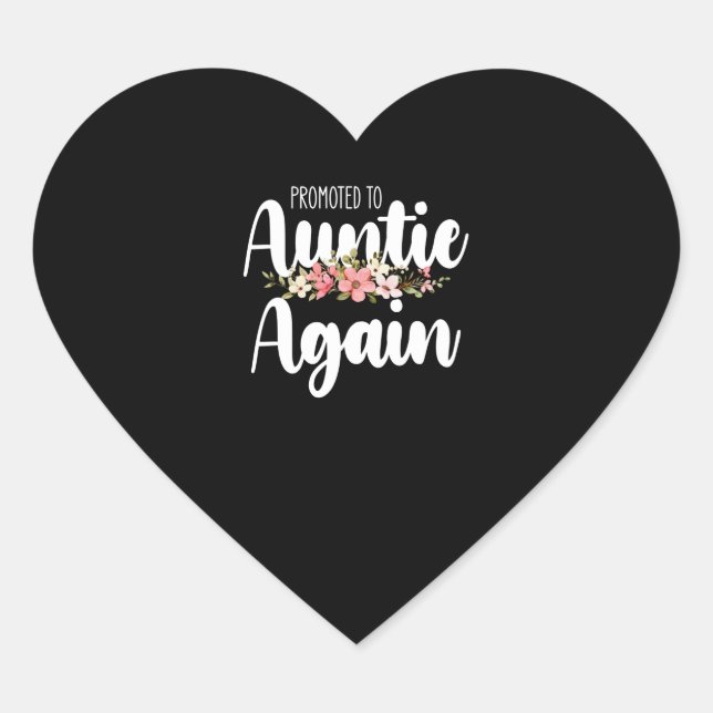 Promoted To Auntie Again Heart Sticker (Front)