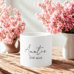 Promoted to Auntie EST 2025 | First Time Aunt  Espresso Cup<br><div class="desc">Celebrate the newest title in the family with this sweet "Auntie EST 2025" espresso cup — the perfect gift for a first-time aunt! With its clean minimalist script and compact size, it's ideal for cozy coffee moments and keepsake shelves alike. Whether for a pregnancy reveal, baby shower, or just because,...</div>