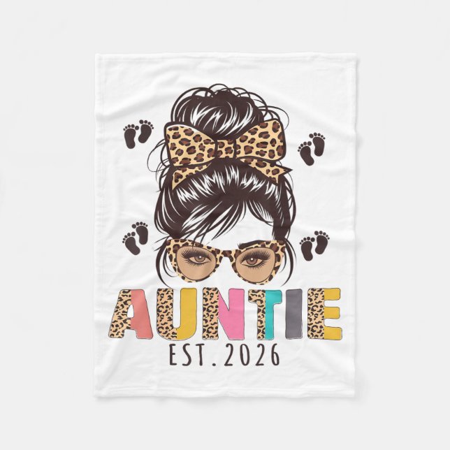Promoted To Auntie Est 2026 Aunt To Be New Aunt Me Fleece Blanket (Front)