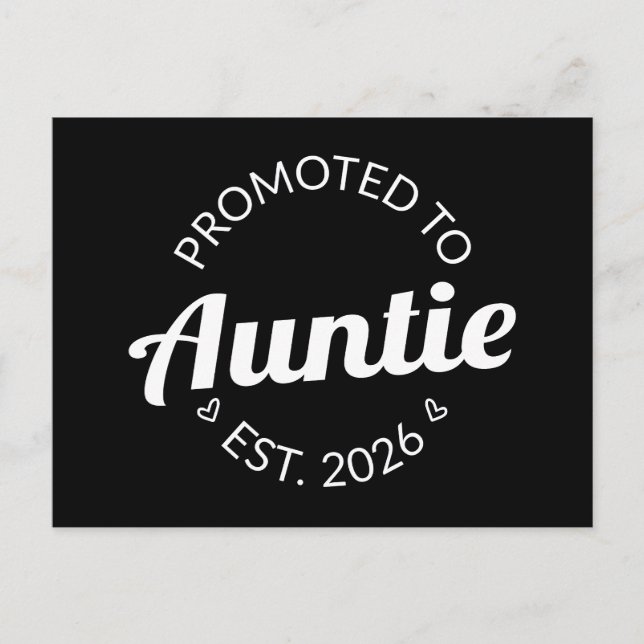 Promoted To Auntie Est. 2026 I Postcard (Front)