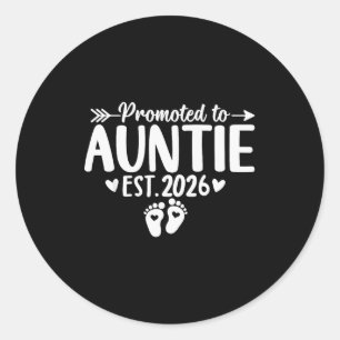 Promoted To Auntie Est 2026 Soon To Be New Aunt Ba Classic Round Sticker