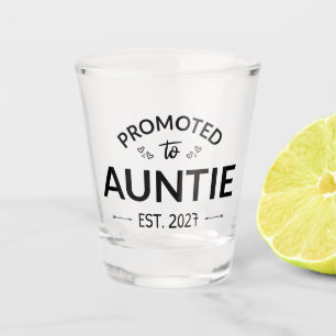 Promoted To Auntie Est 2027 New Aunt II Shot Glass