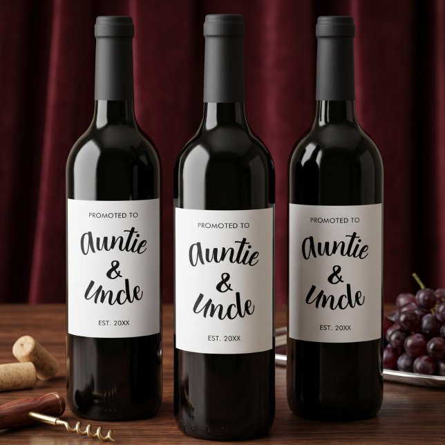 Promoted To Auntie & Uncle Established Custom Wine Label (Creator Uploaded)