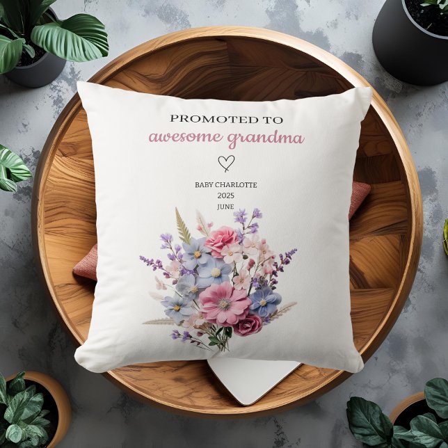 Promoted to Awesome Grandma Personalized Throw Pillow (Creator Uploaded)