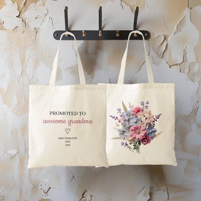 Promoted to Awesome Grandma Personalized Tote Bag (Creator Uploaded)
