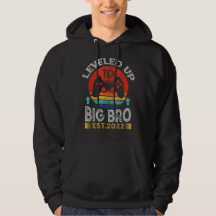 Promoted To Big Bro 2022 Vintage Levelled Up To Bi Hoodie