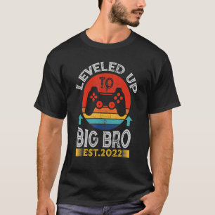 Promoted To Big Bro 2022 Vintage Levelled Up To Bi T-Shirt