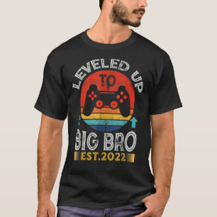 Promoted To Big Bro 2022 Vintage Levelled Up To Bi T-Shirt