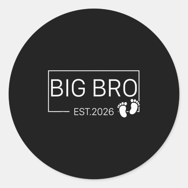 Promoted To Big Bro Est 2026 New Brother Baby Anno Classic Round Sticker (Front)