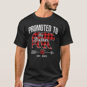 Promoted To Big Brother 2023 Bear Pajama Red Plaid T-Shirt