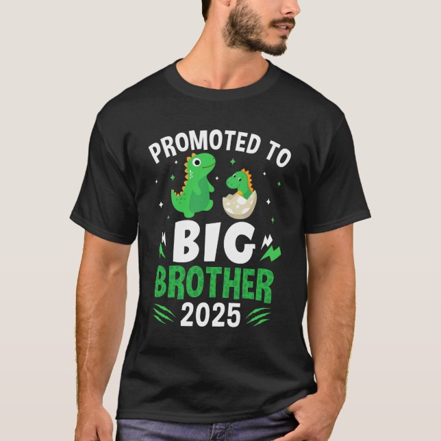 Promoted To Big Brother 2025 Dinosaur T-Rex Boys K T-Shirt (Front)