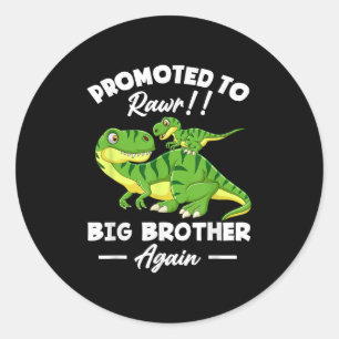 Promoted To Big Brother Again Dinosaur Lover Gift  Classic Round Sticker