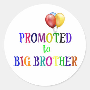 Promoted to Big Brother, colourful design, Classic Round Sticker