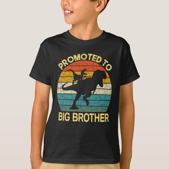 Promoted to big brother dinosaur, Matching Sibling T-Shirt (Front)