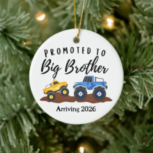 Promoted to Big Brother Dump Truck Ceramic Ornament