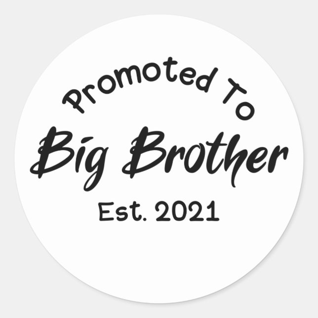 Promoted To Big Brother Est 2021 Classic Round Sticker (Front)
